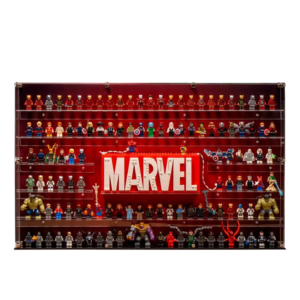 Vetrina da Parete Premium per 124 Minifigure LEGO® Marvel - Qualità Museale - Détail exposition 2