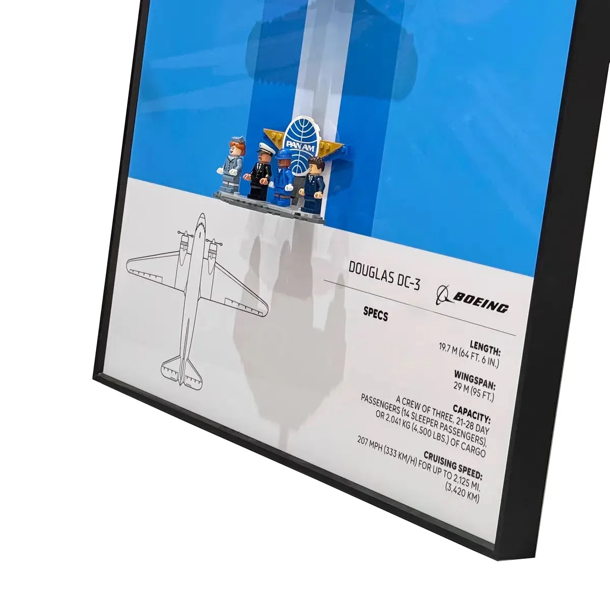 Premium Wall Display Frame for Compatible Douglas™ DC-3™ PAN AM® model (11378) - Détail exposition 5