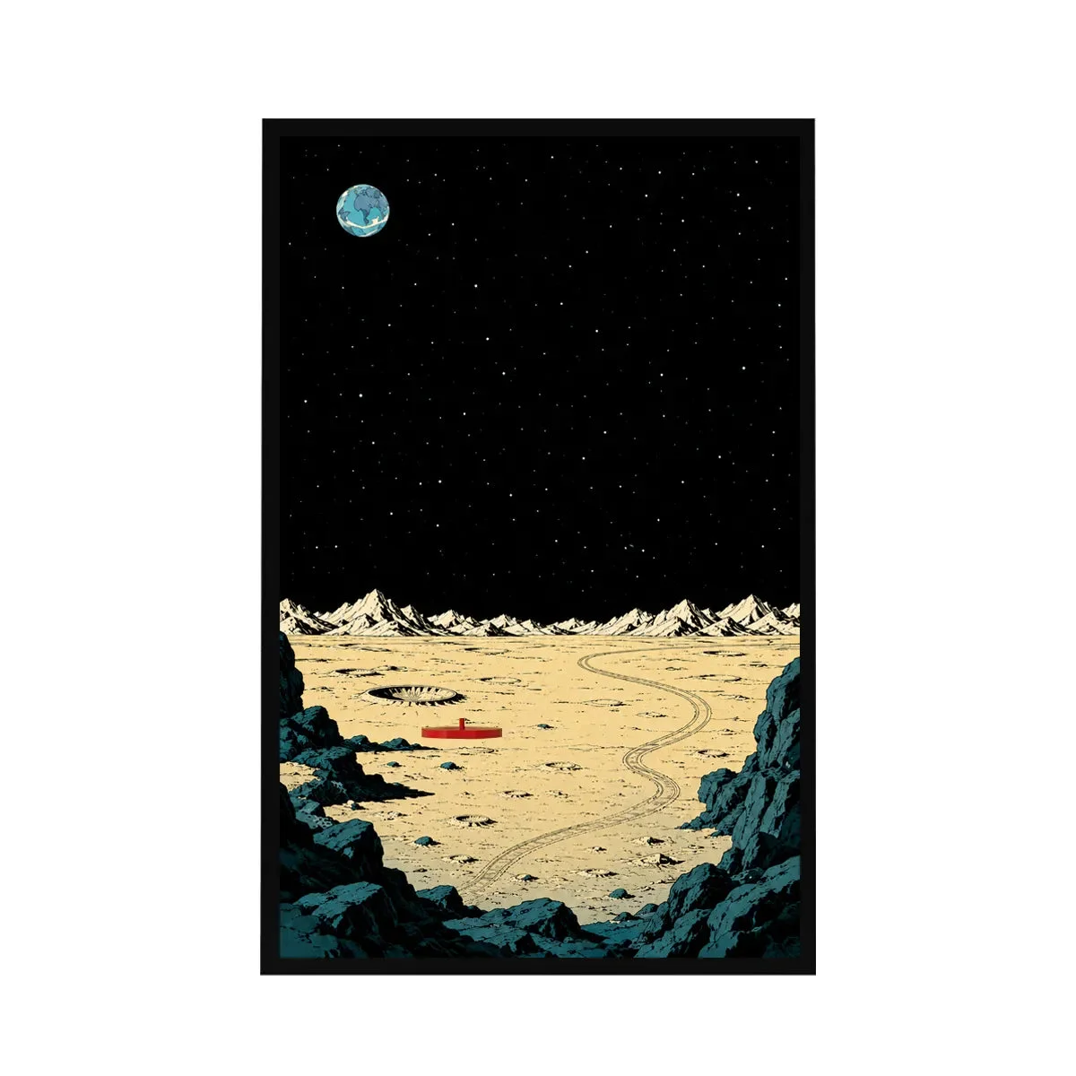 Premium Wall Display Frame for Tintin-compatible Moon Rocket model (21367) - Détail exposition 11