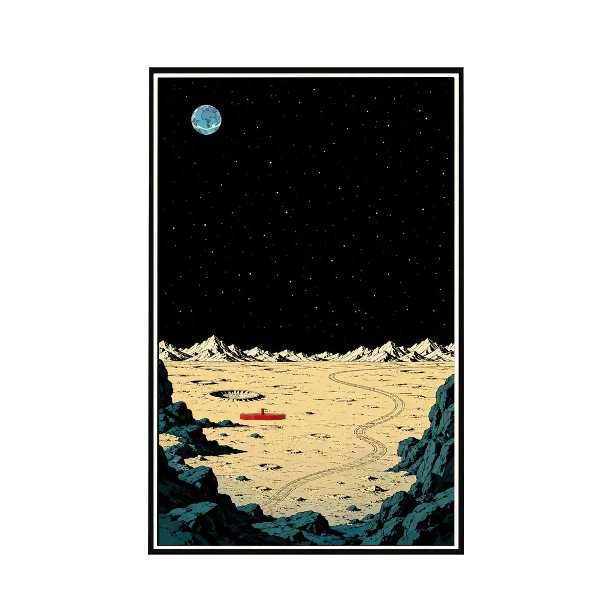 Premium Wall Display Frame for Tintin-compatible Moon Rocket model (21367) - Détail exposition 13
