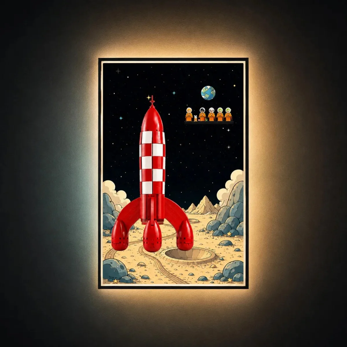Premium Wall Display Frame for Tintin-compatible Moon Rocket model (21367) - Détail exposition 3