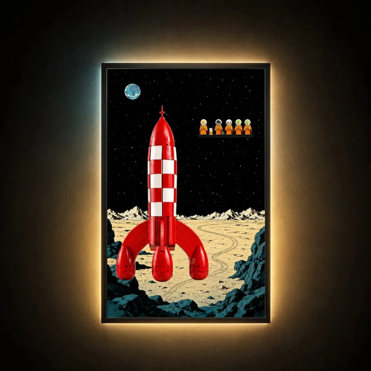 Premium Wall Display Frame for Tintin-compatible Moon Rocket model (21367) - Détail exposition 4