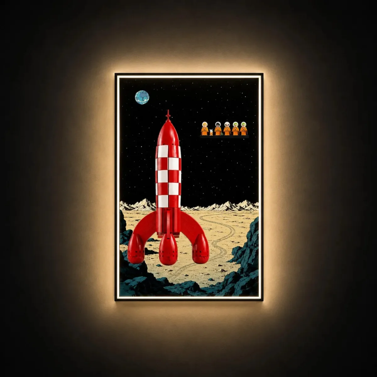 Premium Wall Display Frame for Tintin-compatible Moon Rocket model (21367) - Détail exposition 5