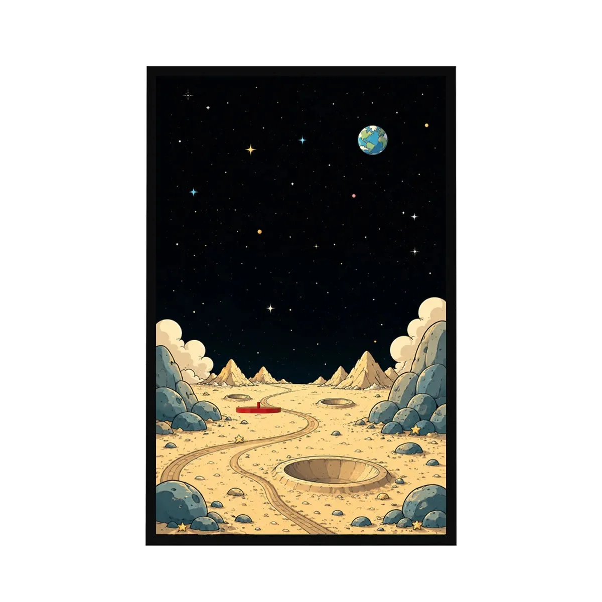 Premium Wall Display Frame for Tintin-compatible Moon Rocket model (21367) - Détail exposition 7