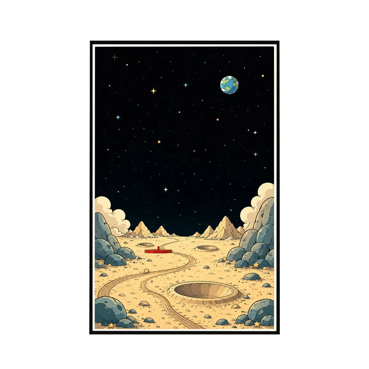 Premium Wall Display Frame for Tintin-compatible Moon Rocket model (21367) - Détail exposition 9