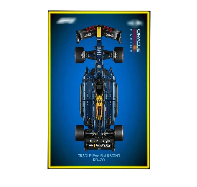 Premium Wall Display Frame for LEGO® Technic™ Red Bull RB20 (42206) Style B - Détail exposition 3