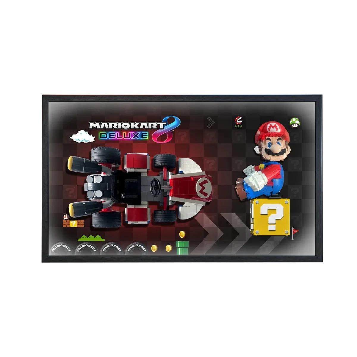 Premium Wall Display Frame for LEGO® Mario Kart™ – Mario & Standard Kart (72037) - Détail exposition 4