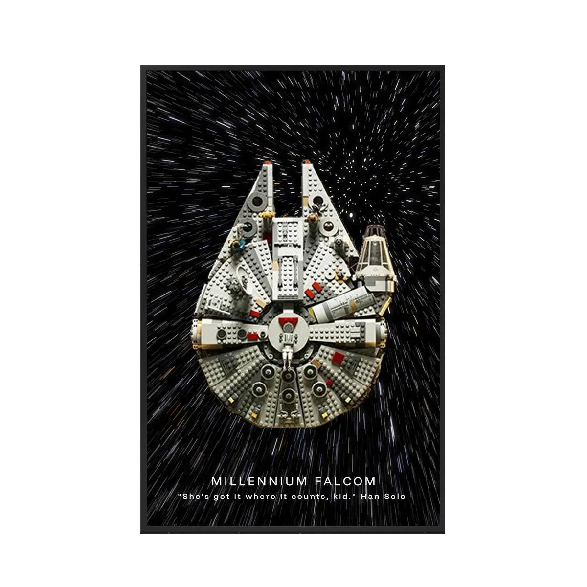 Premium Wandvitrine voor LEGO® Star Wars™ Millennium Falcon (75257) - Hyperspace Rush - Détail exposition 2