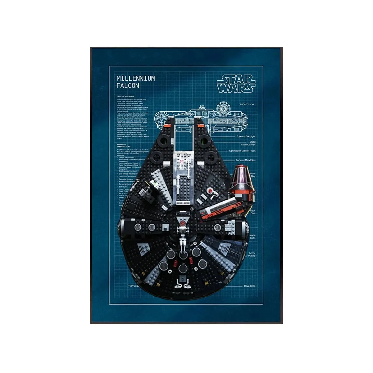 Cadre Mural Luxe pour LEGO® Star Wars™ The Dark Falcon (75389) - Détail exposition 2