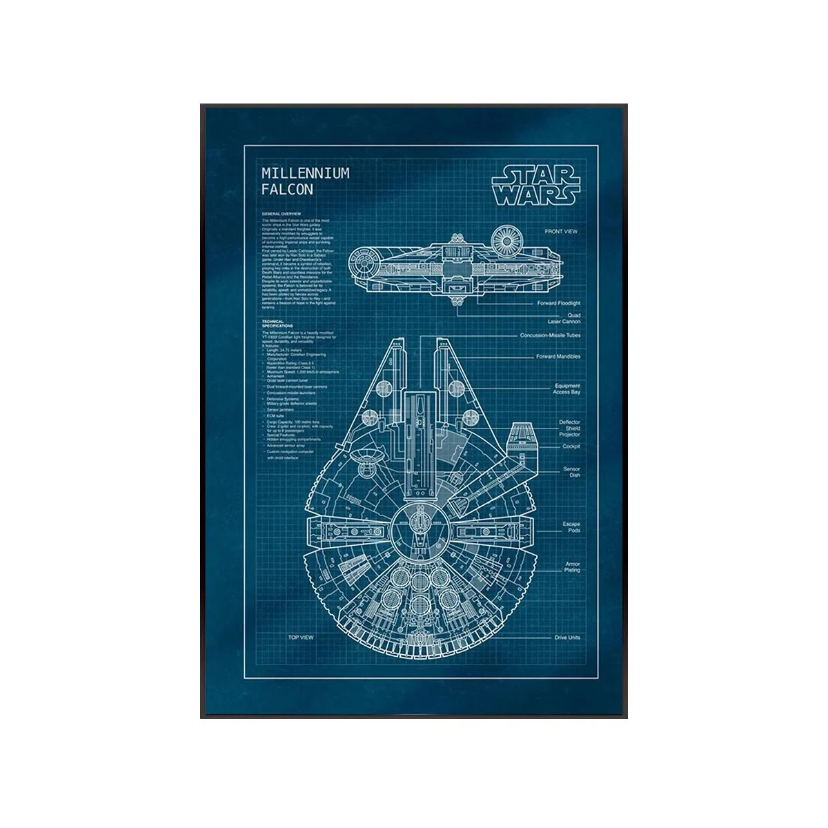 Cadre Mural Luxe pour LEGO® Star Wars™ The Dark Falcon (75389) - Détail exposition 3