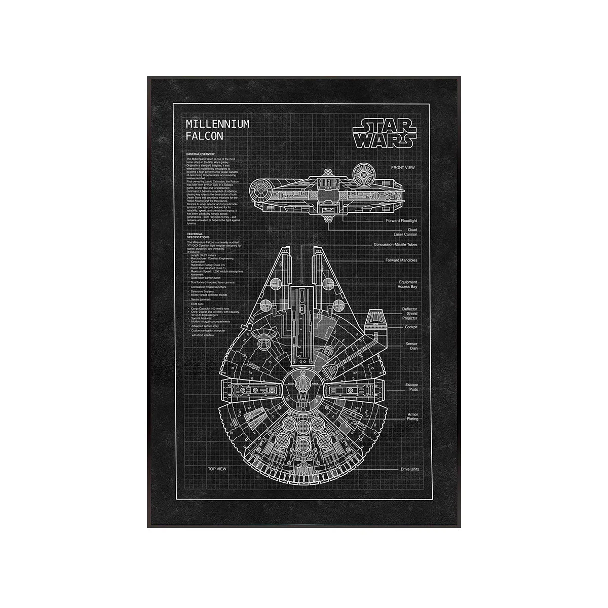 Cadre Mural Luxe pour LEGO® Star Wars™ The Dark Falcon (75389) - Détail exposition 7