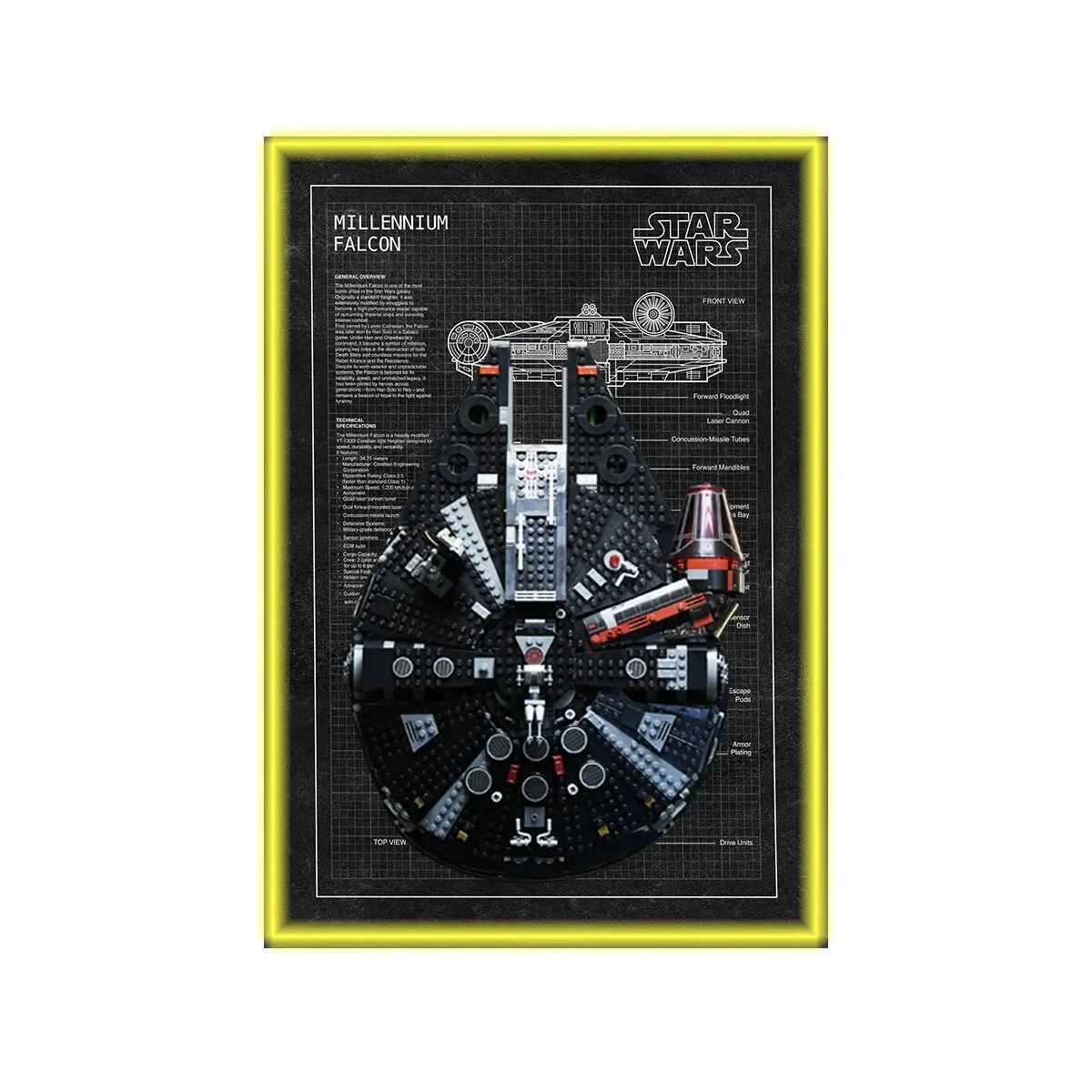 Cadre Mural Luxe pour LEGO® Star Wars™ The Dark Falcon (75389) - Détail exposition 8